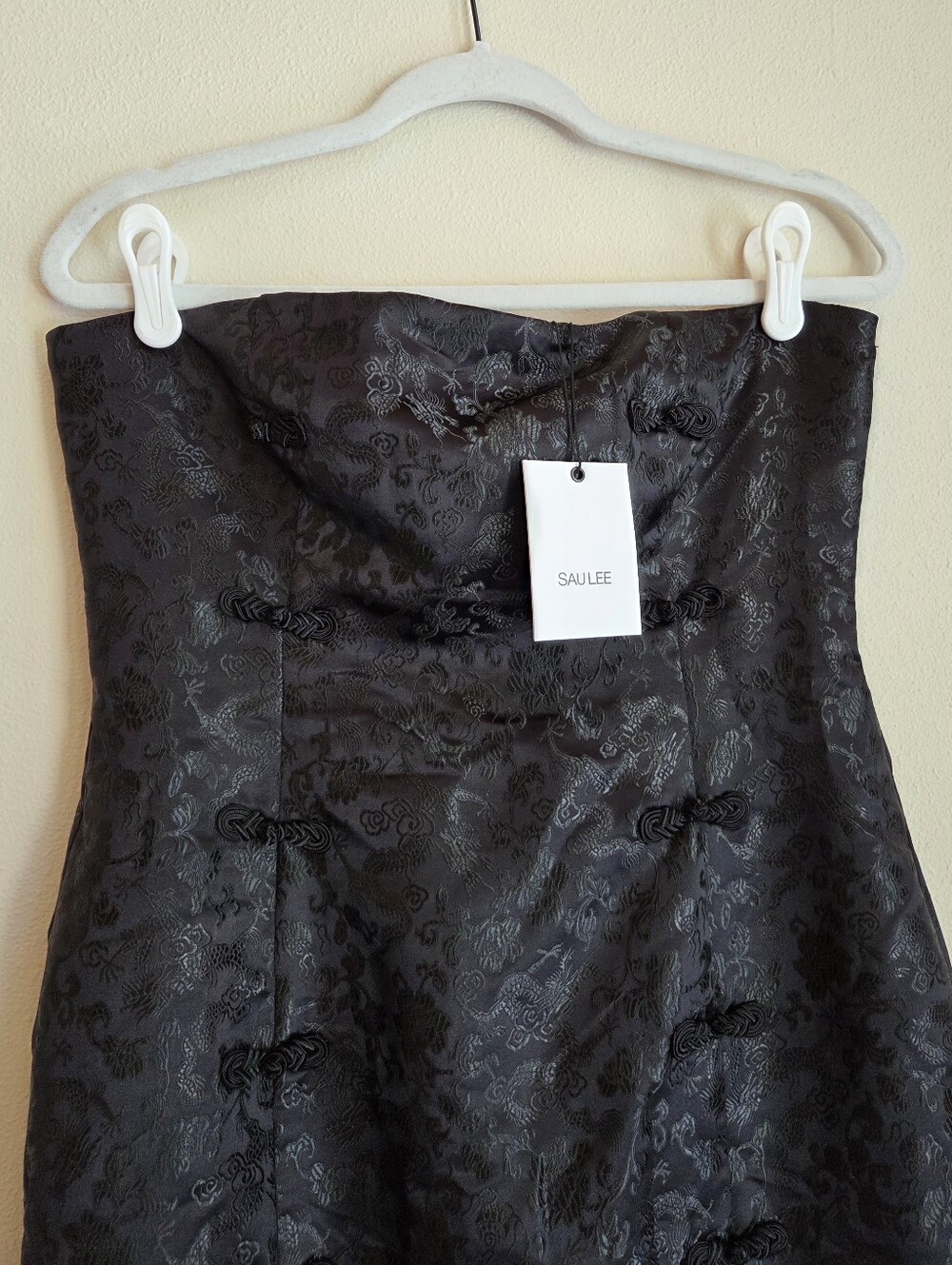SAU LEE Jennifer Dress in Black Jacquard NWT Strapless Midi Size 10 - Picture 6 of 14